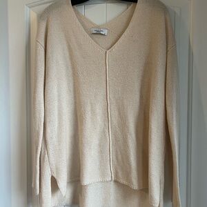 Carly Jean Los Angeles Cream V-Neck Sweater